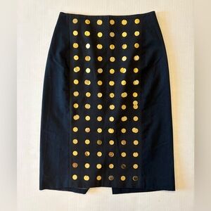 Kate Spade Saturday black with gold polka dots skirt size 4